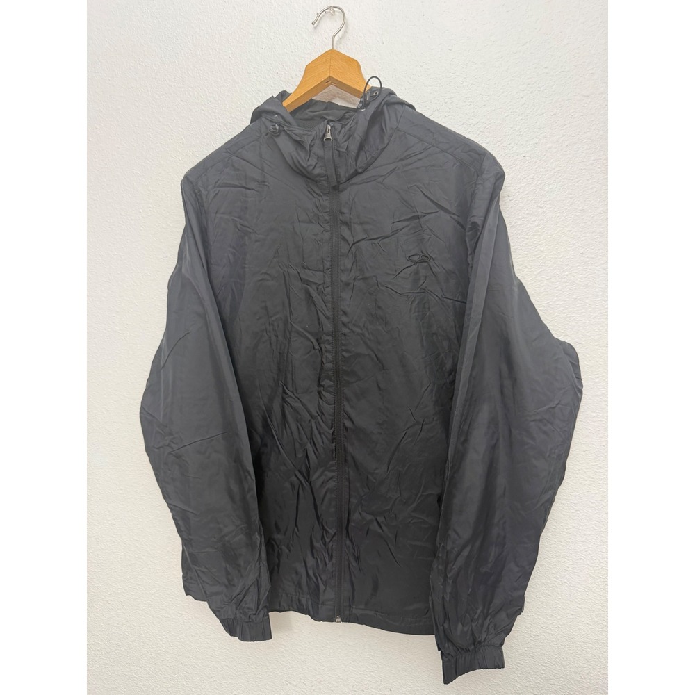 C9 by Champion Mens Packable Windbreaker Jacket Black Hooded Full Zip Large